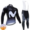 Homme Tenue Cycliste Manches Longues et Collant à Bretelles Hiver Thermal Fleece Movistar Team 2025